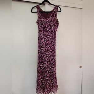 Karen Kane Purple Print Body Con Long Dress Size Medium